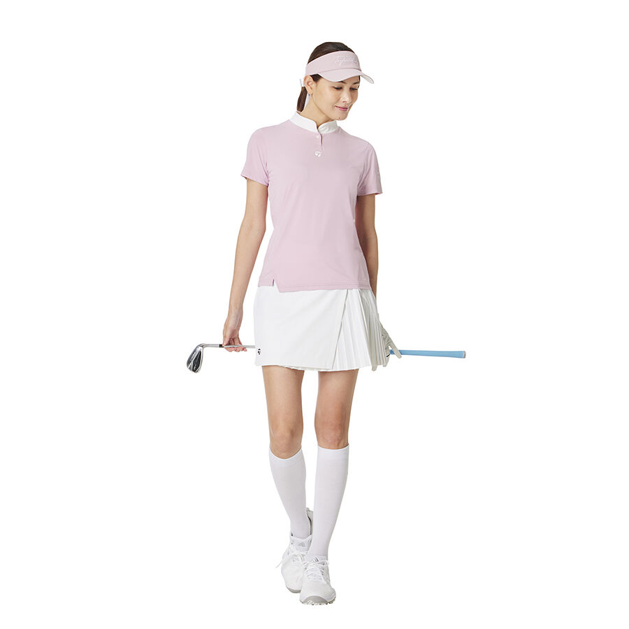 Ao-golf-nu-ngan-tay-co-mock-xe-ta-TaylorMade-TL817-Mau-Hong-2 Áo golf nữ ngắn tay cổ mock xẻ tà TaylorMade TL817