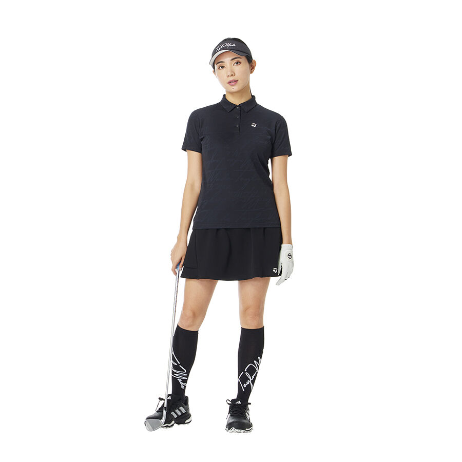 Ao-polo-ngan-tay-Golf-Nu-script-jacquard-Taylormade-TL789-Mau-Den-2